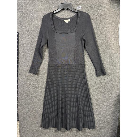 Tory Burch Dresses & Skirts - Tory Burch Thea Ribbed Knit Dress Womens Size M Black Long Sleeve Square Neck